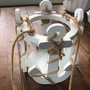 Nautical White Anchor Candle Holder